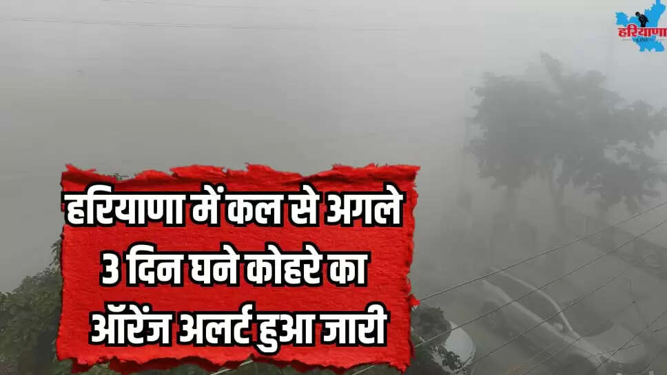 An orange alert dense fog issued for Haryana next 3 days