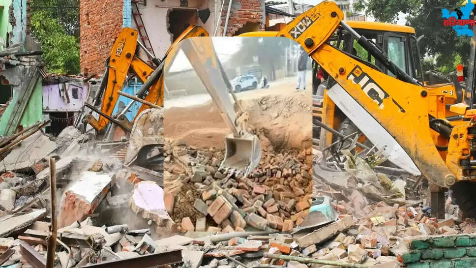 Bulldozers demolished illegal colony roads foundations in sirsa
