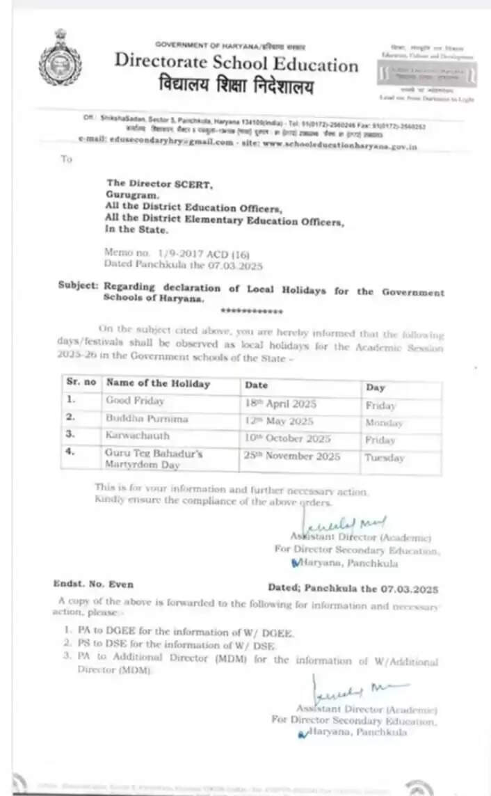 LOCAL HOLIDAY LATTER HARYANA